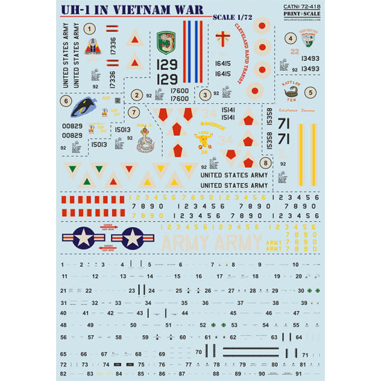 Print Scale 72-418 - 1/72 - UH-1 in Vietnam War scale decal plastic model kit