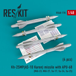 Reskit RS48-0178 - 1/48 Kh-25MP(AS-10 Karen) missile with APU-68 (4 pcs), scale