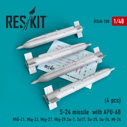Reskit RS48-0180 - 1/48 S-24 missile with APU-68 (4 pcs) scale resin model kit