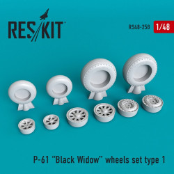 Reskit RS48-0258 - 1/48 P-61 Black Widow wheels set scale model kit resin detail