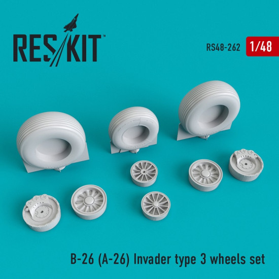 Reskit RS48-0262 - 1/48 B-26 (A-26) Invader type 3 wheels set for scale model