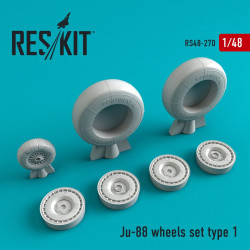 Reskit RS48-0270 - 1/48 Ju-88 wheels set type 1 for scale plastic model kit