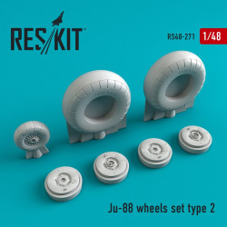 Reskit RS48-0271 - 1/48 Ju-88 wheels set type 2 for scale plastic model kit