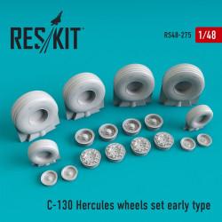 Reskit RS48-0275 - 1/48 C-130 Hercules wheels set early type for scale plastic