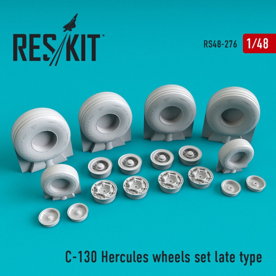 Reskit RS48-0276 - 1/48 C-130 Hercules wheels set late type for scale plastic Reskit RS48-0276 - 1/48 C-130 Hercules wheels set late type for scale plastic