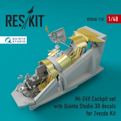 Reskit RSU48-0118 - 1/48 Mi-24 (V) Cockpit set with Quinta Studio 3D decals kit