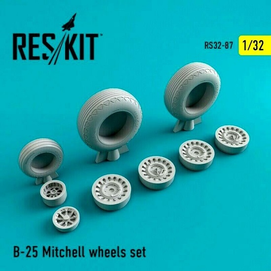 Reskit RS32-0087 - 1/32 B-25 Mitchell wheels set scale plastic model kit