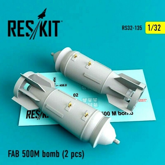 Reskit RS32-0135 - 1/32 FAB 500 M bomb (2 pcs) scale plastic model wheels set