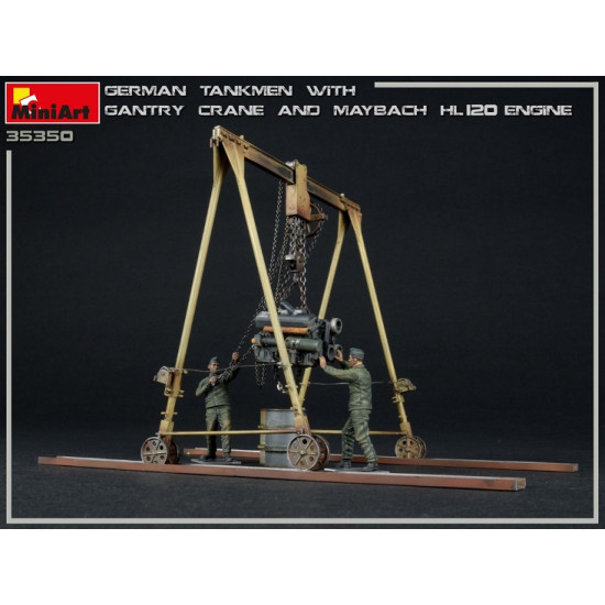 Miniart 35350 - 1/35 German Tankmen With Gantry Crane & Maybach HL 120 Engine