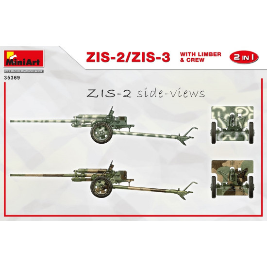 Miniart 35369 - 1/35 ZIS-2/ZIS-3 With LIMBER & CREW. 2 IN 1 scale model kit