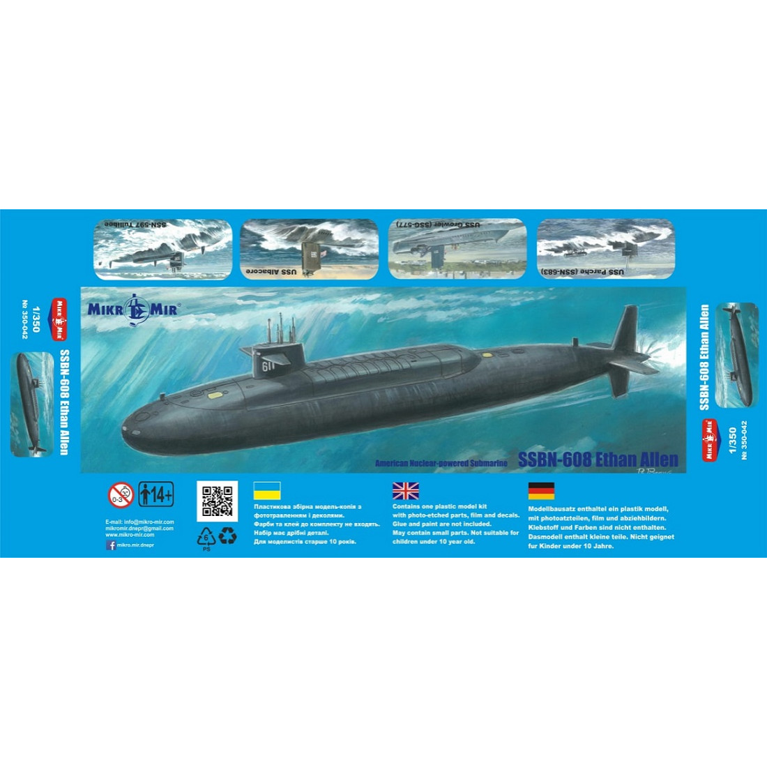 Mikro Mir 350-042 - 1/350 - SSBN-608 Ethan Allen. Scale plastic model ...