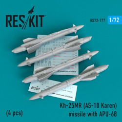 Reskit RS72-0177 - 1/72 Kh-25MR (AS-10 Karen) missile with APU-68 (4 pcs) scale