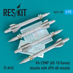 Reskit RS72-0178 - 1/72 Kh-25MP(AS-10 Karen) missile with APU-68 (4 pcs) scale