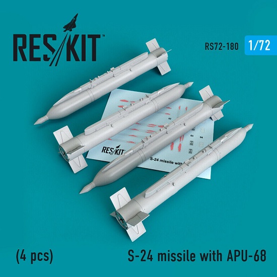 Reskit RS72-0180 - 1/72 S-24 missile with APU-68 (4 pcs) scale model kit