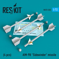 Reskit RS72-0232 - 1/72 AIM-9B Sidewinder missile (4 PCS) scale model kit