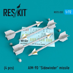 Reskit RS72-0233 - 1/72 AIM-9D Sidewinder missile (4 PCS) scale model kit
