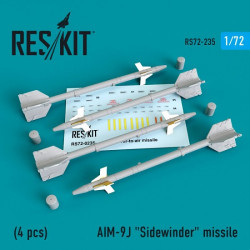 Reskit RS72-0235 - 1/72 AIM-9J Sidewinder missile (4 PCS) scale model kit