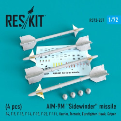 Reskit RS72-0237 - 1/72 AIM-9M Sidewinder missile (4 PCS) scale model kit