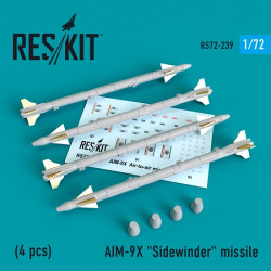 Reskit RS72-0239 - 1/72 AIM-9X Sidewinder missile (4 PCS) model scale kit