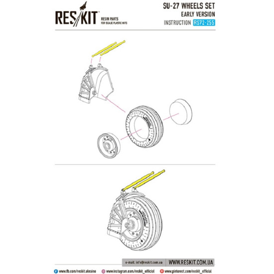 Reskit RS72-0255 - 1/72 Su-27 wheels set early version for scale model kit