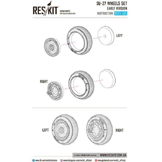 Reskit RS72-0255 - 1/72 Su-27 wheels set early version for scale model kit