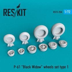 Reskit RS72-0258 - 1/72 P-61 Black Widow wheels set for scale plastic model kit