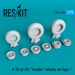 Reskit RS72-0260 - 1/72 B-26 (A-26) Invader wheels set type 1 for scale model