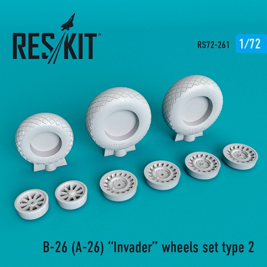 Reskit RS72-0261 - 1/72 B-26 (A-26) Invader wheels set type 2 for scale model