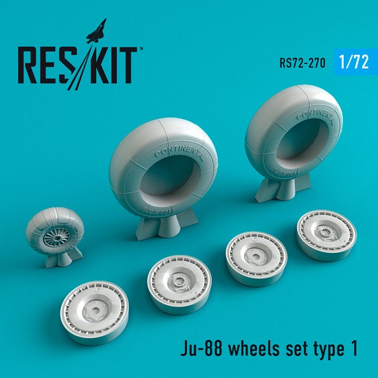 Reskit RS72-0270 - 1/72 Ju-88 wheels set type 1 for scale plastic model aircraft