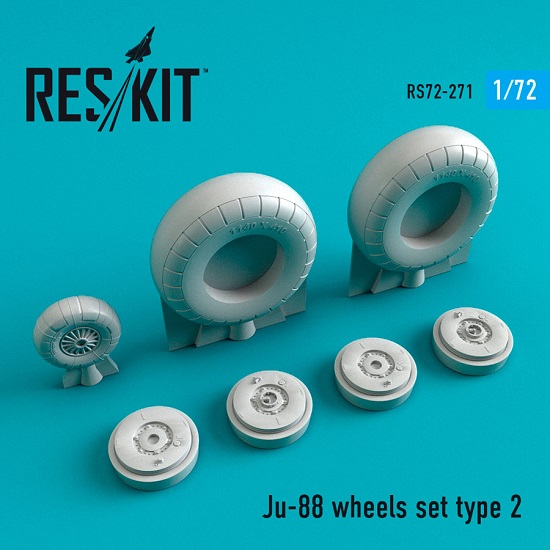 Reskit RS72-0271 - 1/72 Ju-88 wheels set type 2 for scale plastic model aircraft
