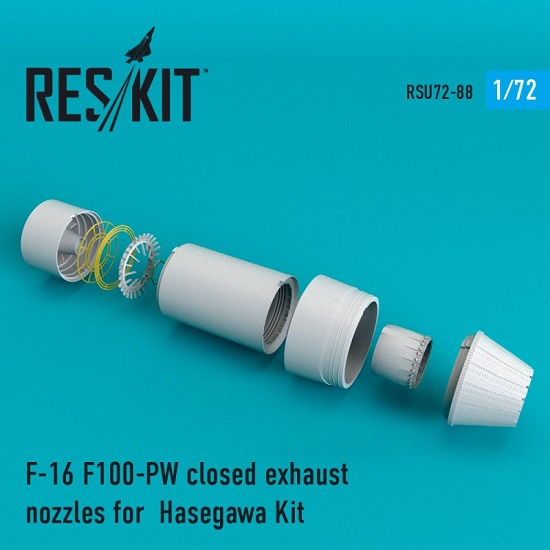 Reskit RSU72-0088 - 1/72 F-16 F100-PW closed exhaust nozzles for Hasegawa Kit