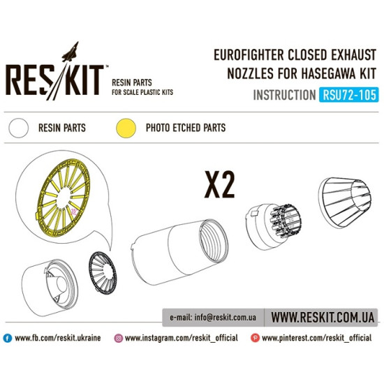 Reskit RSU72-0105 - 1/72 Eurofighter closed exhaust nozzles for HASEGAWA Kit