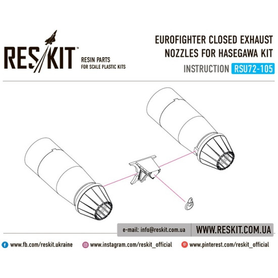 Reskit RSU72-0105 - 1/72 Eurofighter closed exhaust nozzles for HASEGAWA Kit