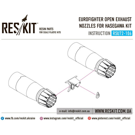 Reskit RSU72-0106 - 1/72 Eurofighter open exhaust nozzles for HASEGAWA Kit