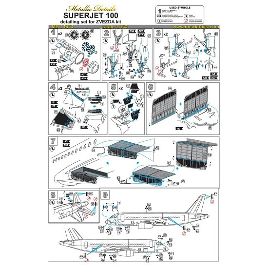 Metallic Details MD14444 - 1/144 Detailing set for aircraft model Superjet 100