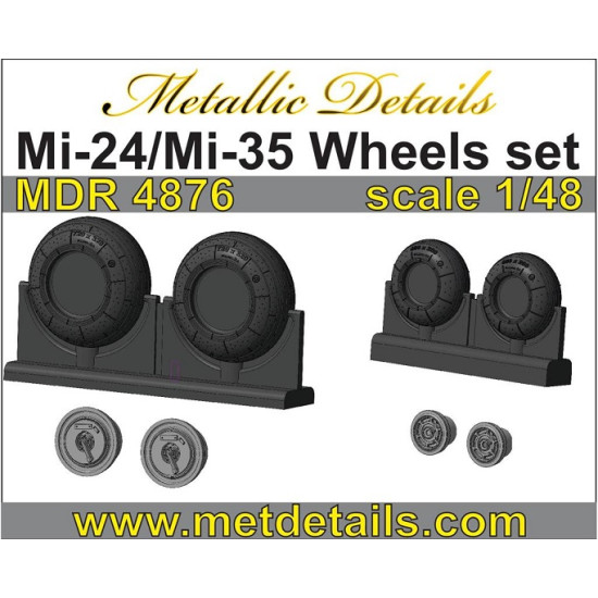 Metallic Details MDR4876 - 1/48 Mi-24/Mi-35. Wheels set for scale model aircraft