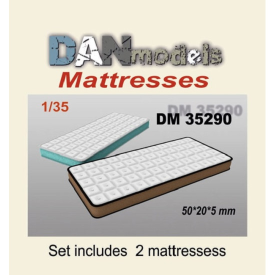 Dan Models 35290 - 1/35 Mattresses. Set includes 2 model mattresses, 50*20*5 mm