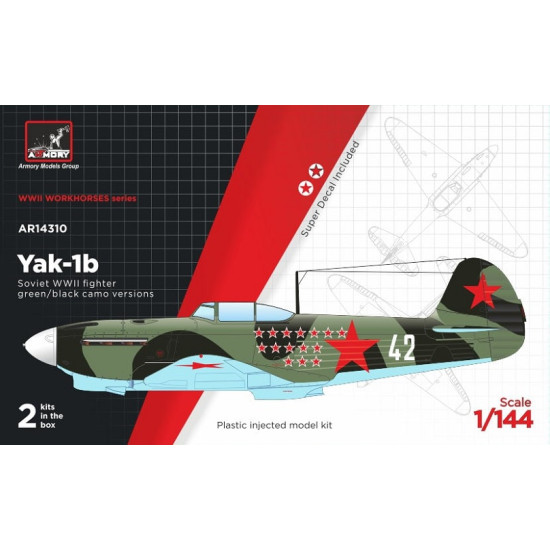 Armory AR14310 - 1/144 Yakovlev Yak-1b early (green-black camo), Soviet fighter