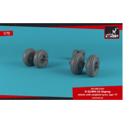 Armory AW72342 - 1/72 V-22/MV-22 Osprey wheels w/ weighted tires type b model