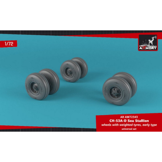 Armory AW72343 - 1/72 CH-53 Sea Stallion wheels w/ weighted tires, early model