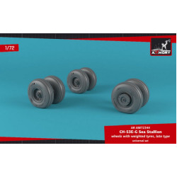 Armory AW72344 - 1/72 CH-53 Sea Stallion wheels w/ weighted tires, late model
