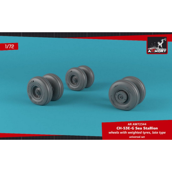 Armory AW72344 - 1/72 CH-53 Sea Stallion wheels w/ weighted tires, late model