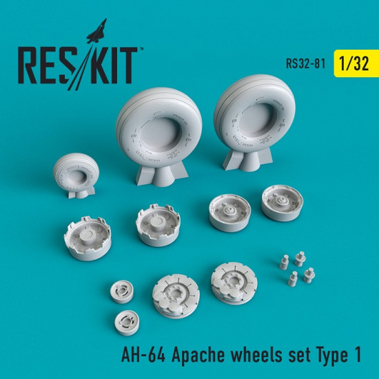 Reskit RS32-0081 - 1/32 AH-64 Apache wheels set Type 1 for aircraft scale model