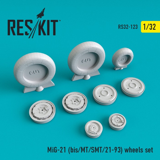 Reskit RS32-0123 - 1/32 MiG-21 (bis/MT/SMT/21-93) wheels set for aircraft scale