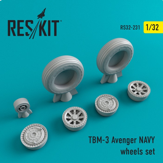 Reskit RS32-0231 - 1/32 TBM-3 Avenger NAVY wheels set for aircraft model scale