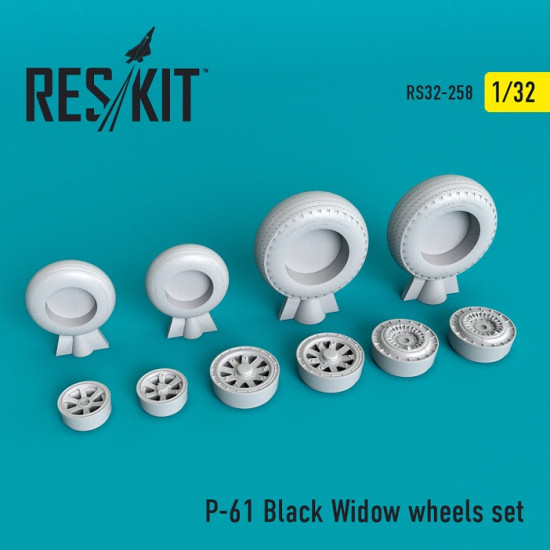 Reskit RS32-0258 - 1/32 P-61 Black Widow wheels set aircraft model scale kit