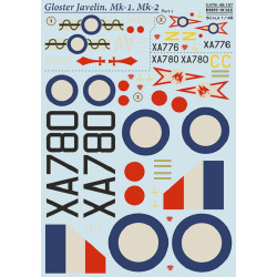 Print Scale 48-197 - 1/48 Gloster Javelin Part 1 The complete set 2 leaf, Decals