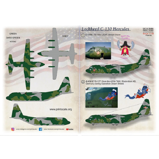 Print Scale 72-424 - 1/72 - Lockheed C-130 Hercules. Part 2 scale decal model