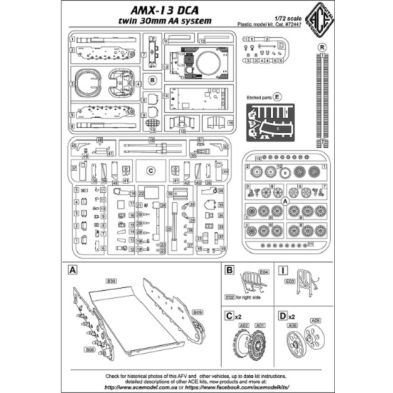 ACE 72447 - 1/72 AMX-13 DCA, French twin 30mm AA tank scale model plastic kit