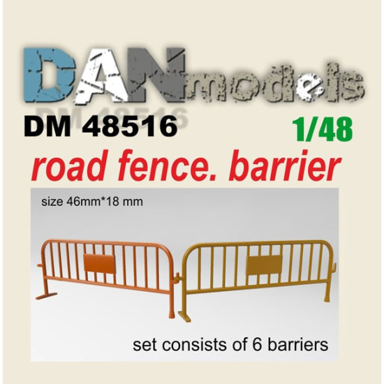 Dan Models 48516 - 1/48 Road fence, barrier. Set of 6 pcs. Resin. 3D printing